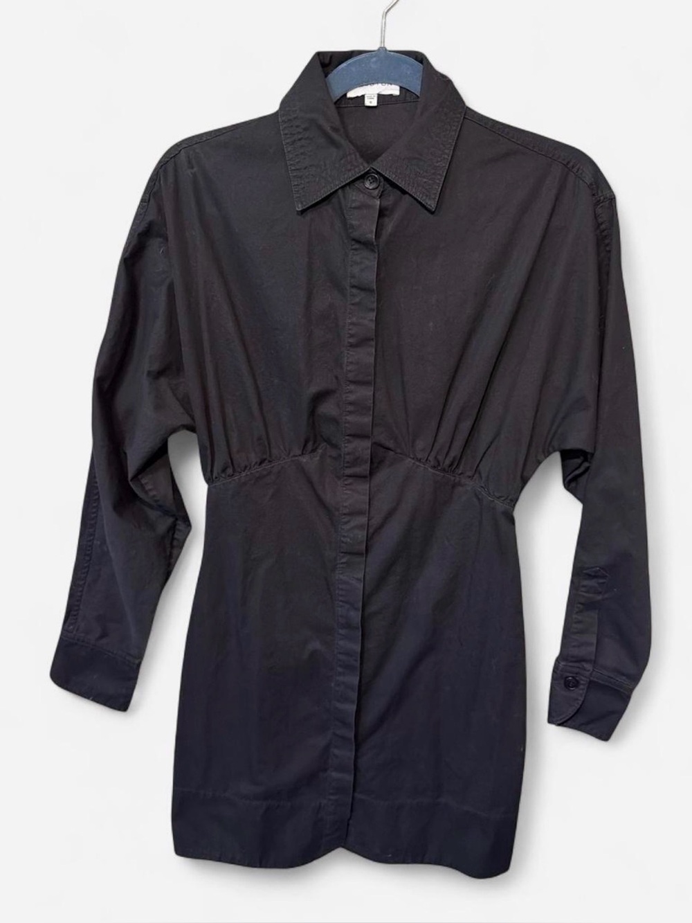 Halston Black Button-Front Shaped Waist Shirt